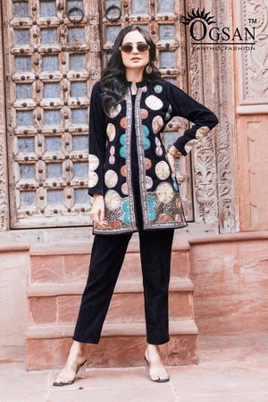 Zari Hand Embroidered 3-Piece Co-Ord Set For Women