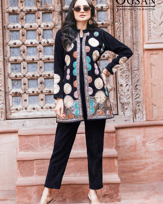 Zari Hand Embroidered 3-Piece Co-Ord Set For Women