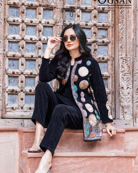 Zari Hand Embroidered 3-Piece Co-Ord Set For Women