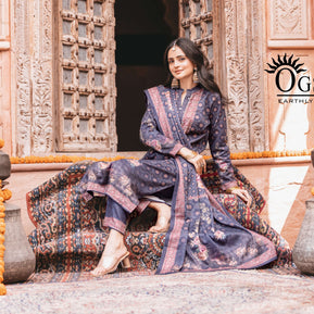 Angora Shawl Suit With Wool Fabric