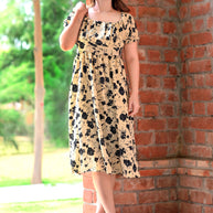 Floral Printed Midi Dress | Elegant Puff Sleeve Summer Dress for Women