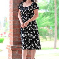 Floral Printed Midi Dress | Elegant Puff Sleeve Summer Dress for Women