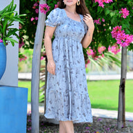 Ogsan Fashion Floral Smocked Tiered Midi Dress – Premium Summer Wear