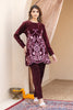 Luxury Maroon Velvet Embroidered Two-Piece Suit
