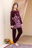 Luxury Maroon Velvet Embroidered Two-Piece Suit