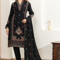 OGSAN Black Kashmiri Embroidered Winter Suit Set