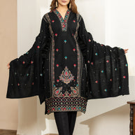 OGSAN Black Kashmiri Embroidered Winter Suit Set