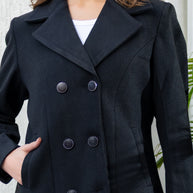 Classic Black Double-Breasted Winter Coat