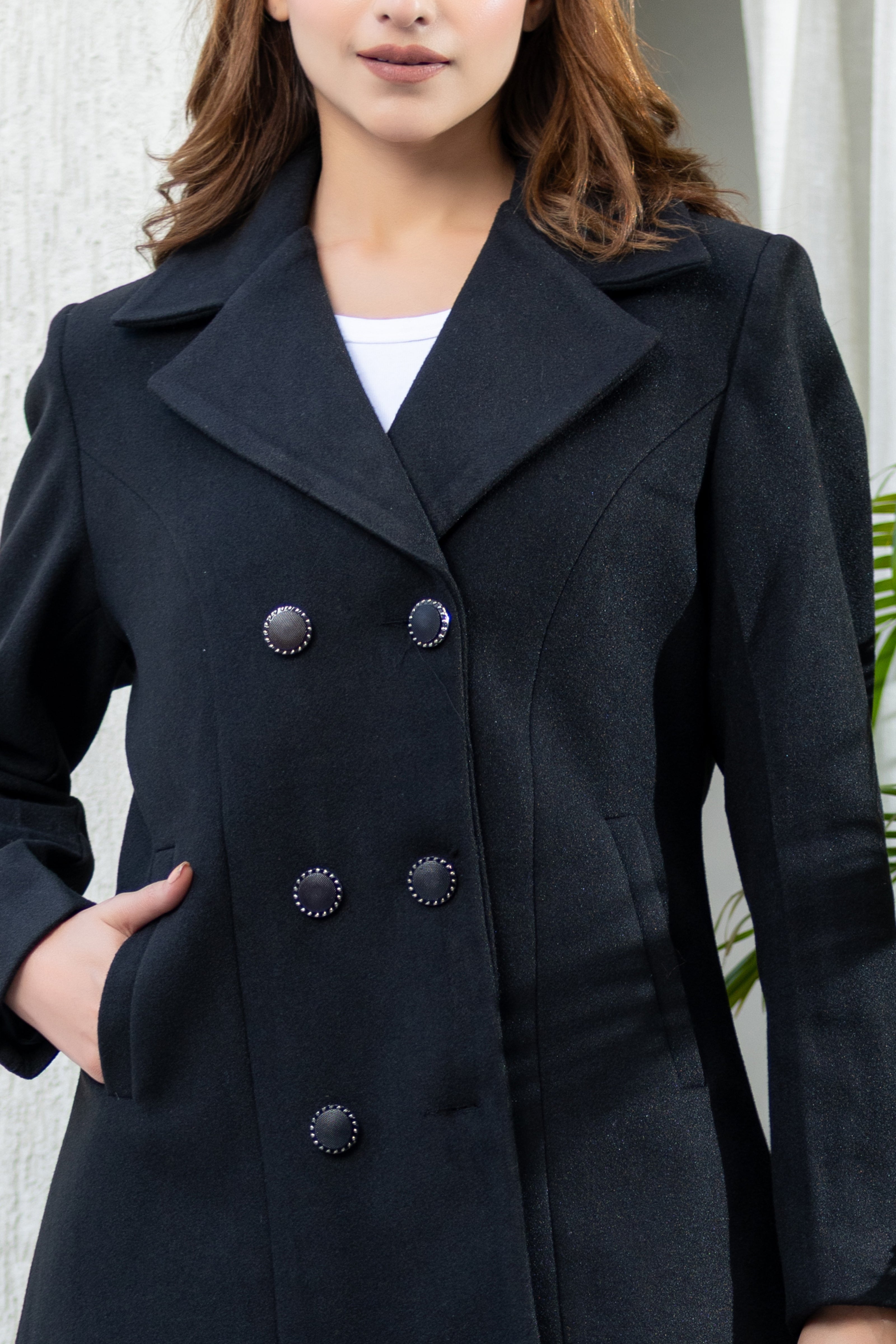 Classic Black Double-Breasted Winter Coat
