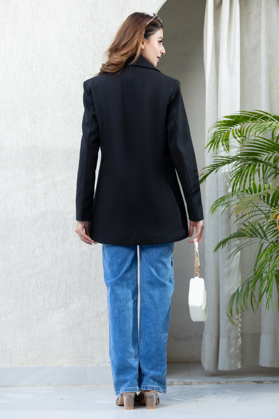 Classic Black Double-Breasted Winter Coat