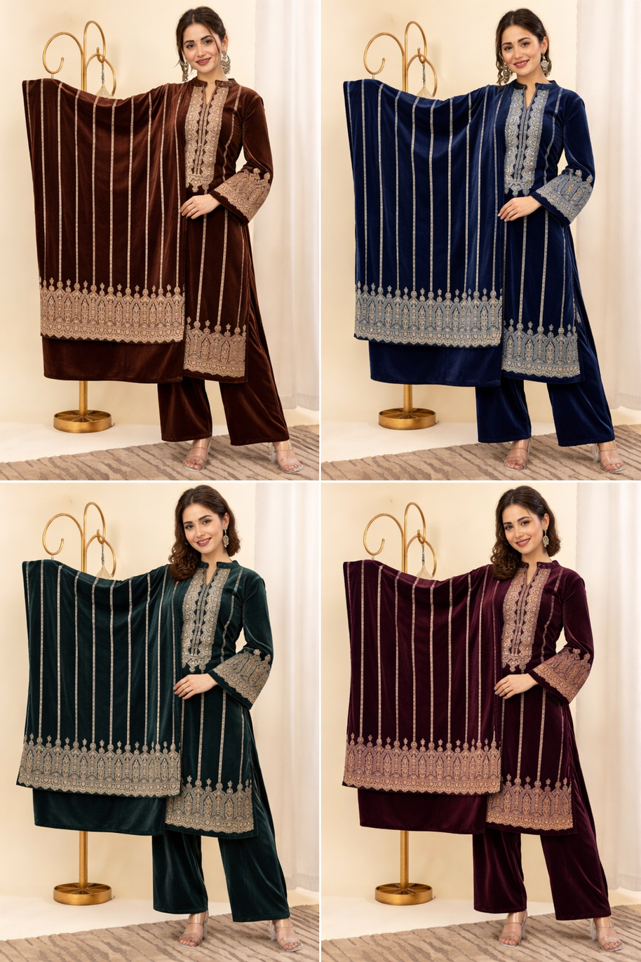 Elegant Velvet Kurta Set with Dupatta