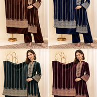 Elegant Velvet Kurta Set with Dupatta