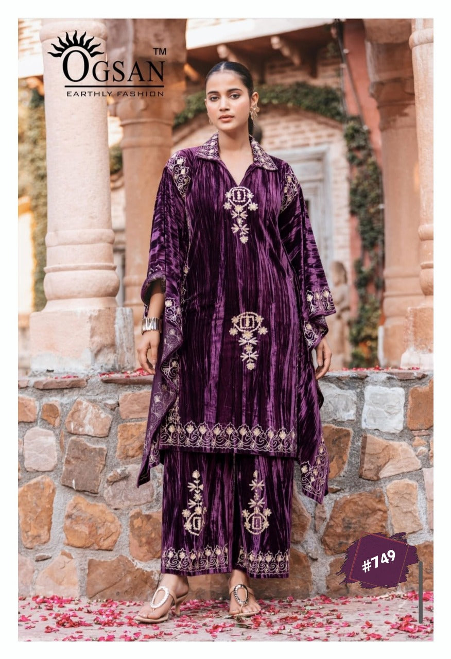 Ogsan Signature Velvet Embroidered Co-Ord Set