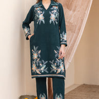 Emerald Velvet Embroidered Coord Set | Luxury Lounge Set