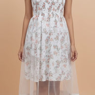 Ogsan Fashion Floral Layered Net Midi Dress – Premium Summer Collection