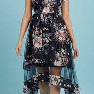 Floral Layered Midi Dress – Premium Summer Wear