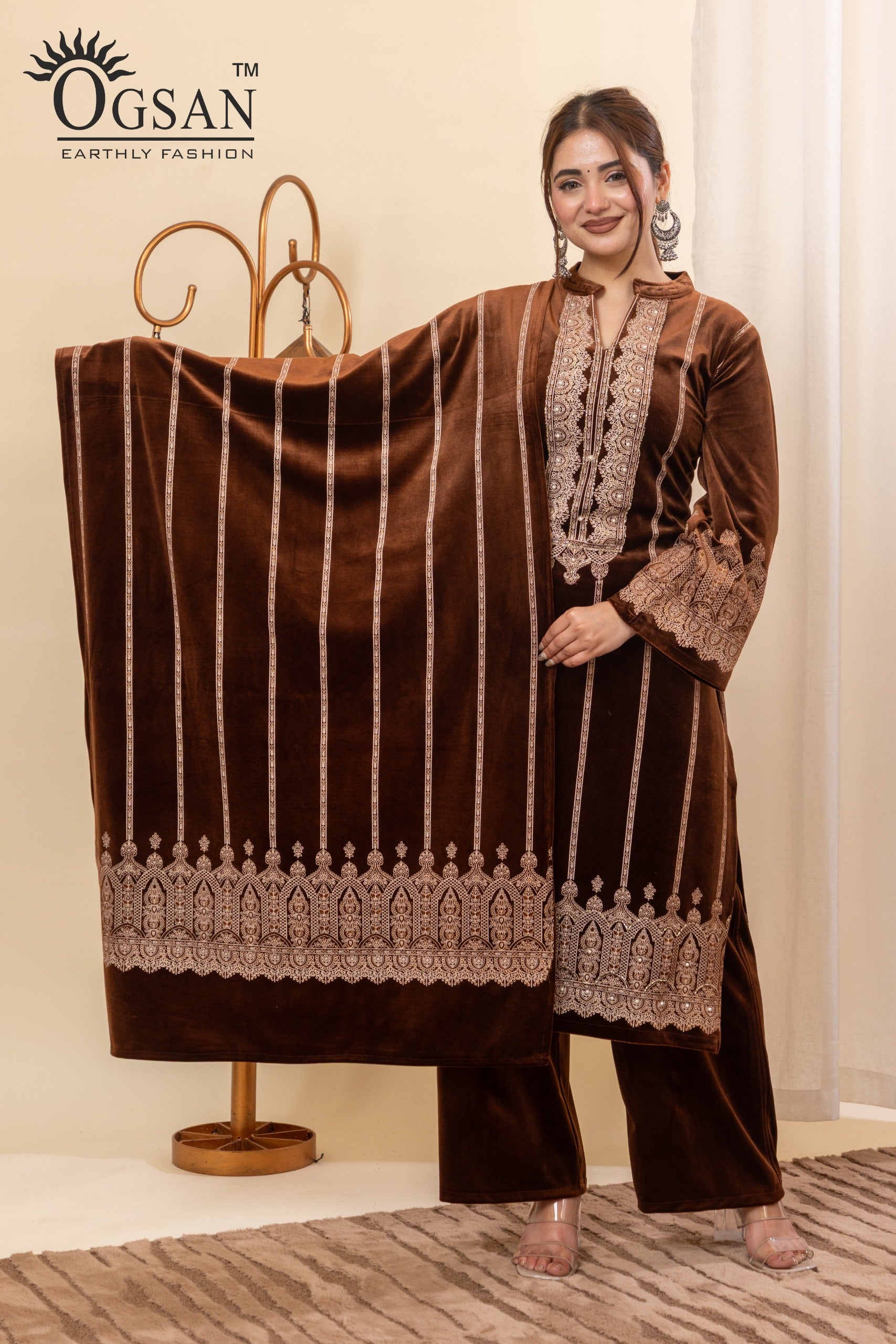 Elegant Velvet Kurta Set with Dupatta