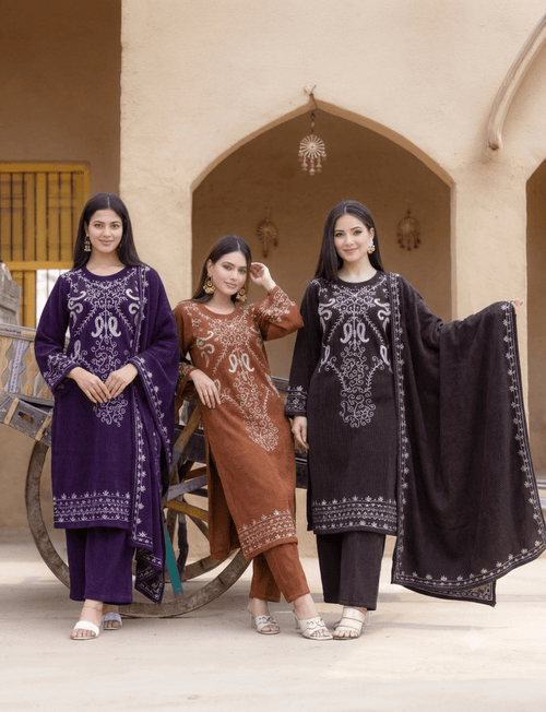 Aurelia Double-Side Velvet Embroidered Suit Set - Ogsan Fashion