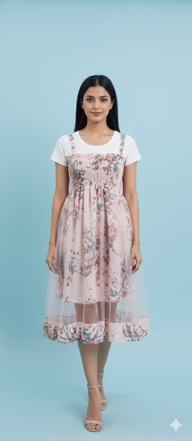 Floral Layered Midi Dress – Premium Summer Wear - Ogsan Fashion