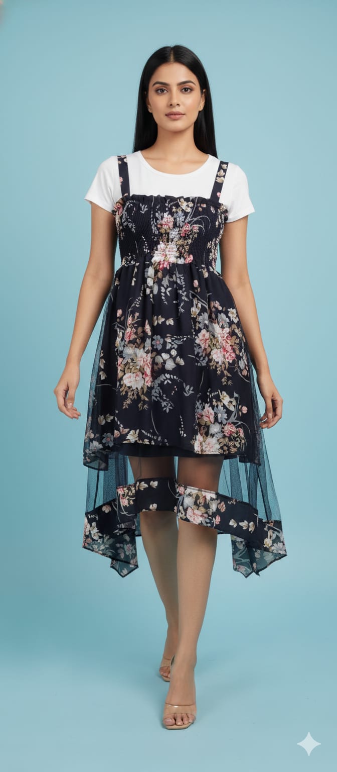 Floral Layered Midi Dress – Premium Summer Wear - Ogsan Fashion