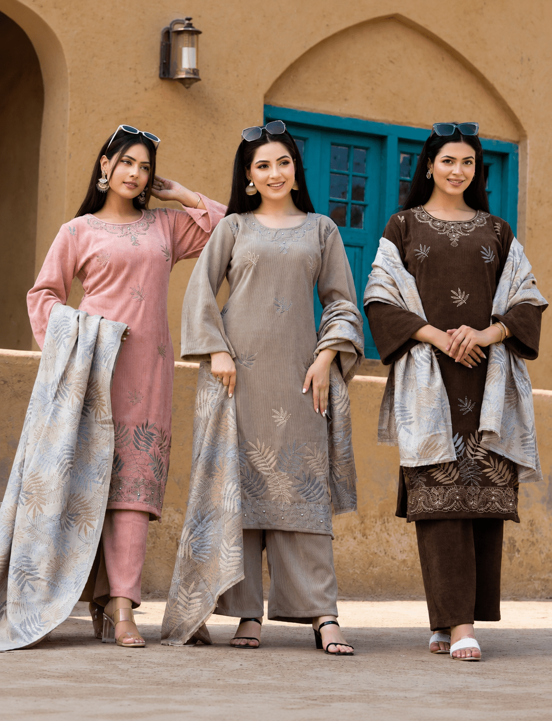 Kotrai Channile Velvet Embroidered Suit Set with Dupatta - Ogsan Fashion