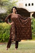 Brown velvet shawl suit – Ogsan Design 101