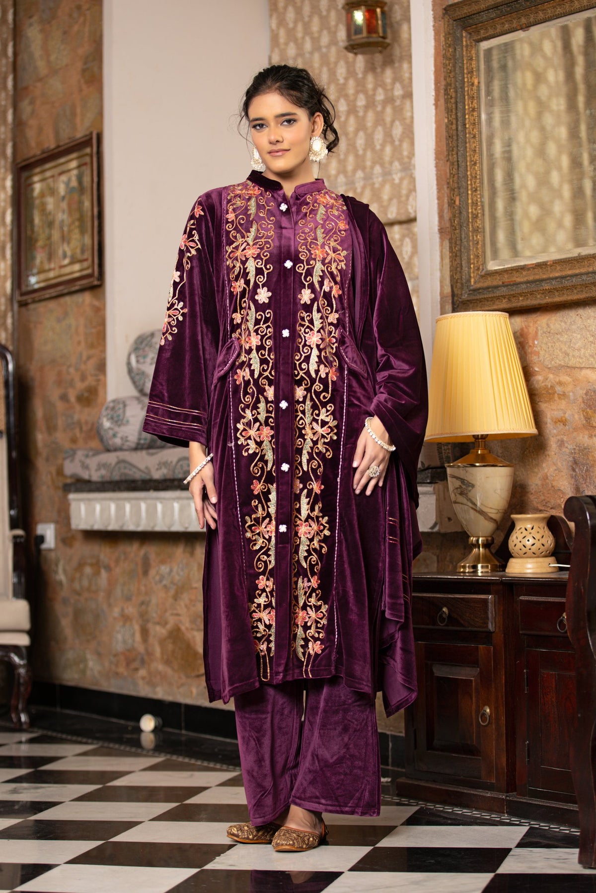 Purple velvet shawl suit – Ogsan Design 103