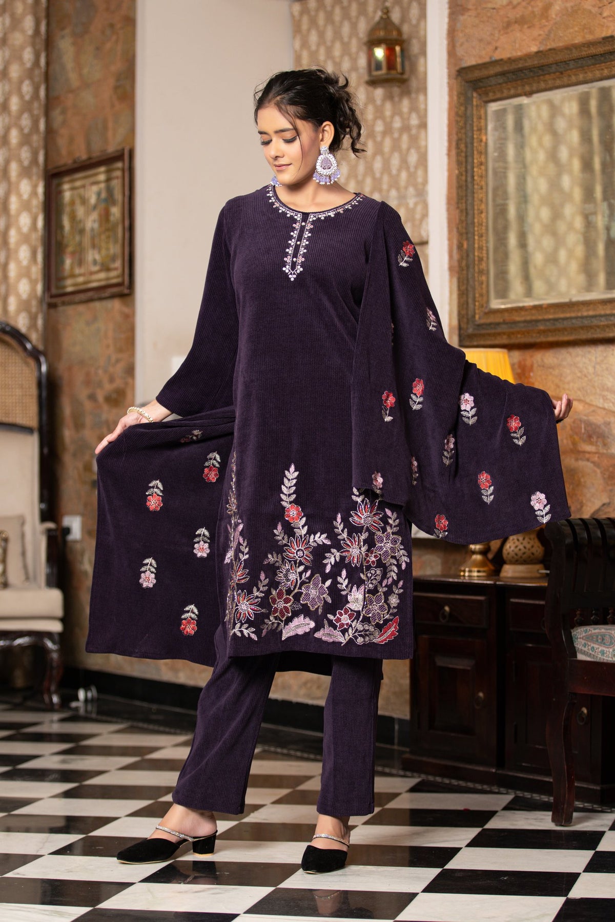 Deep Purple velvet shawl suit – Ogsan Design 107