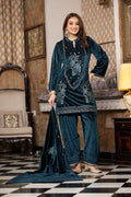 Teal velvet shawl suit – Ogsan Design 116