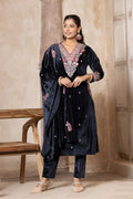 Navy velvet shawl suit – Ogsan Design 127