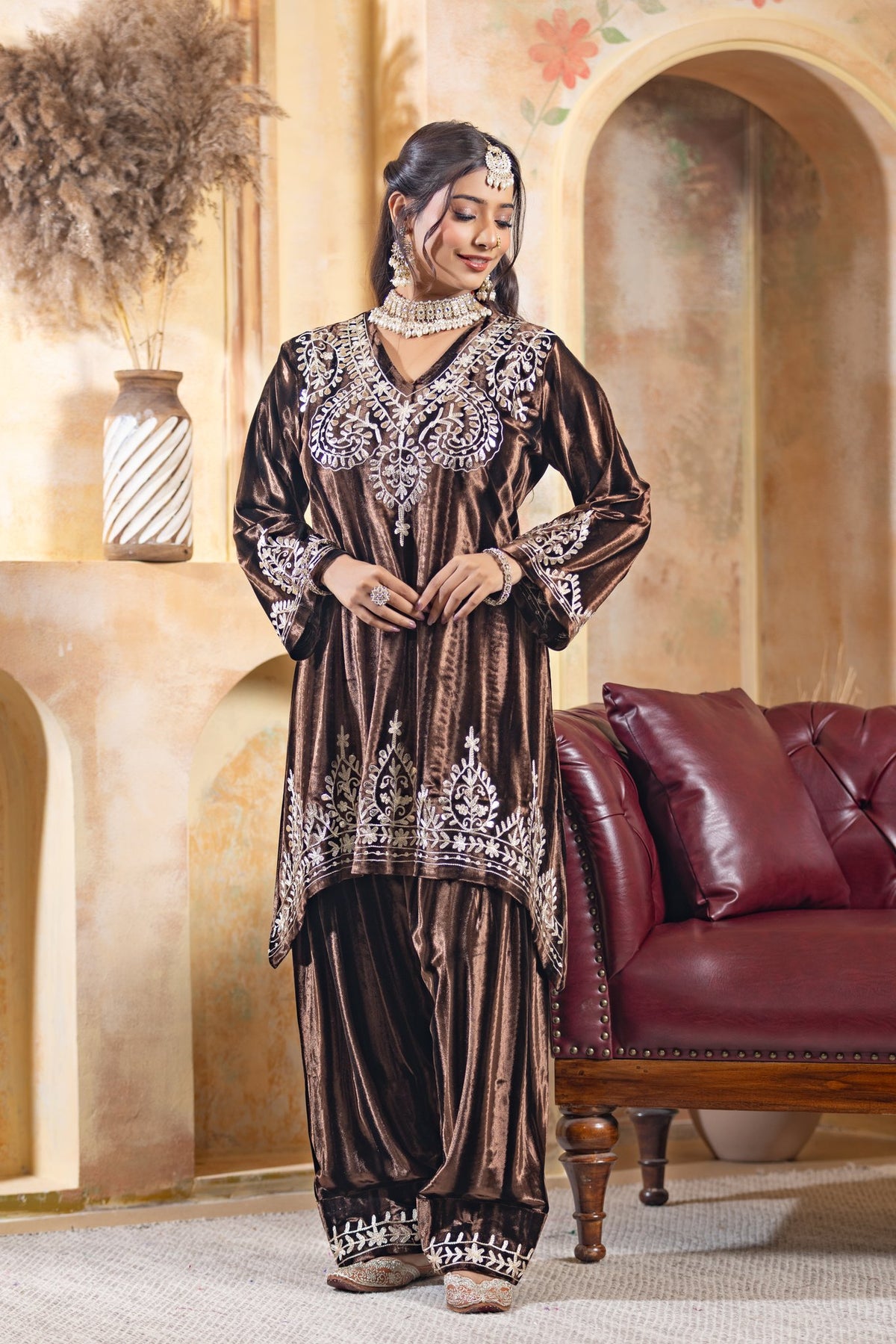 Brown velvet co-ord set – Ogsan Design 137
