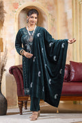 Bottle Green velvet shawl suit – Ogsan Design 141