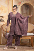 Mauve velvet shawl suit – Ogsan Design 146