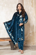 Teal Blue velvet shawl suit – Ogsan Design 163