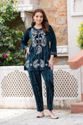 Teal Blue velvet co-ord set – Ogsan Design 32