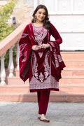 Maroon velvet shawl suit – Ogsan Design 33