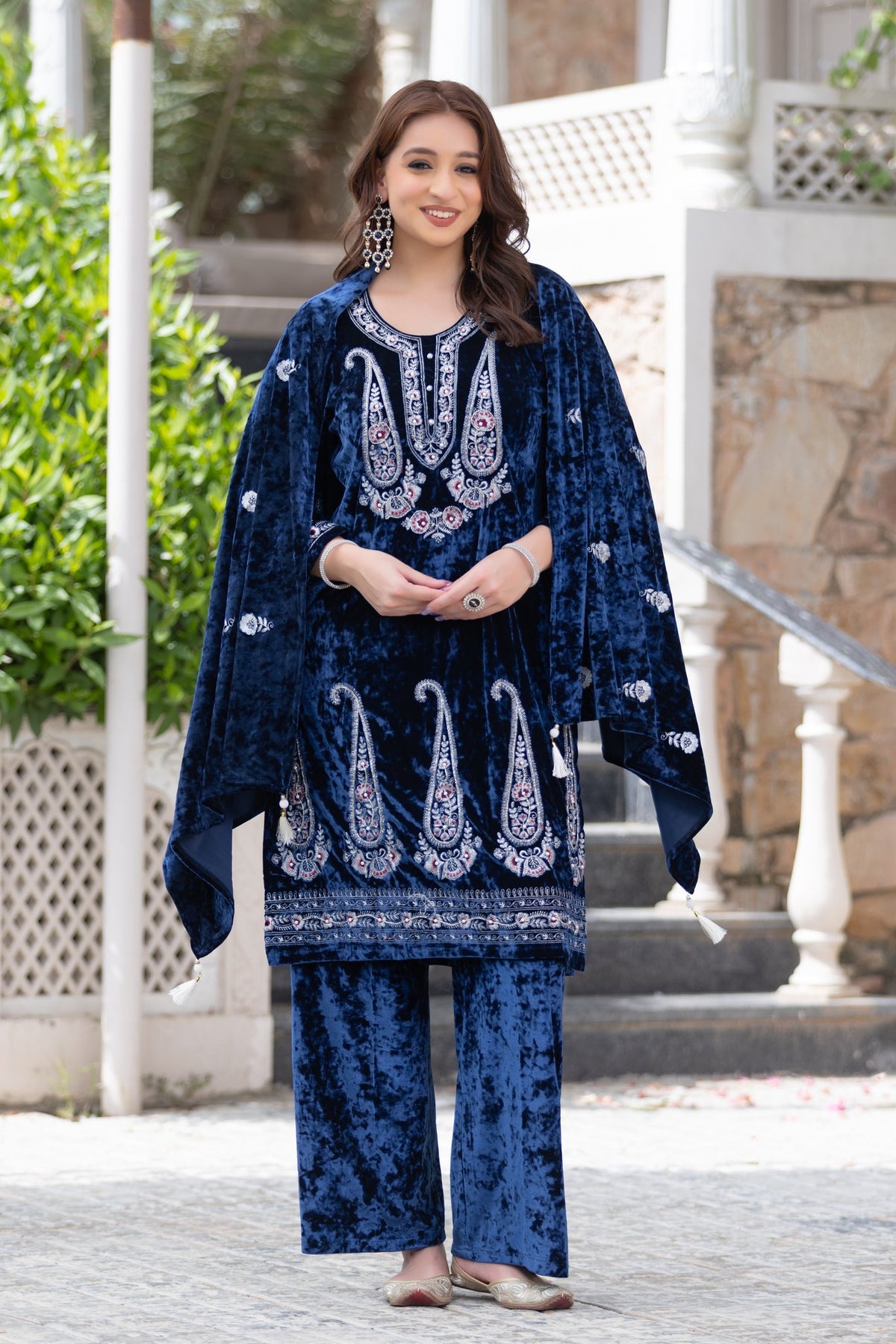 Navy Blue velvet shawl suit – Ogsan Design 40