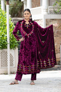 Magenta velvet shawl suit – Ogsan Design 42