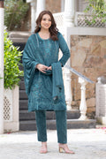 Teal velvet shawl suit – Ogsan Design 43
