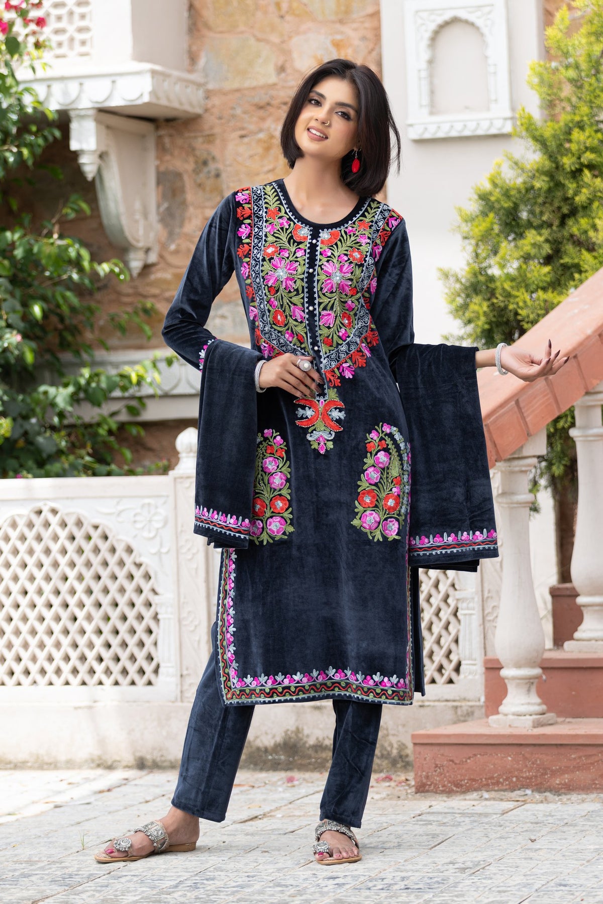 Navy Blue velvet shawl suit – Ogsan Design 50