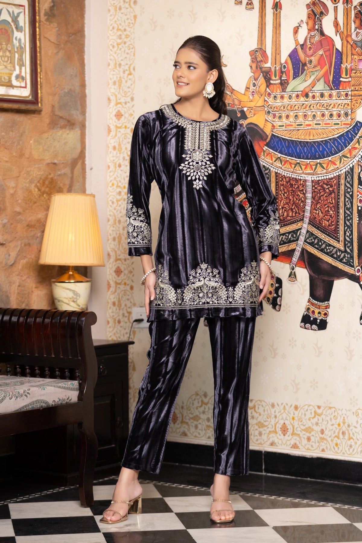 Charcoal Grey velvet co-ord set – Ogsan Design 59