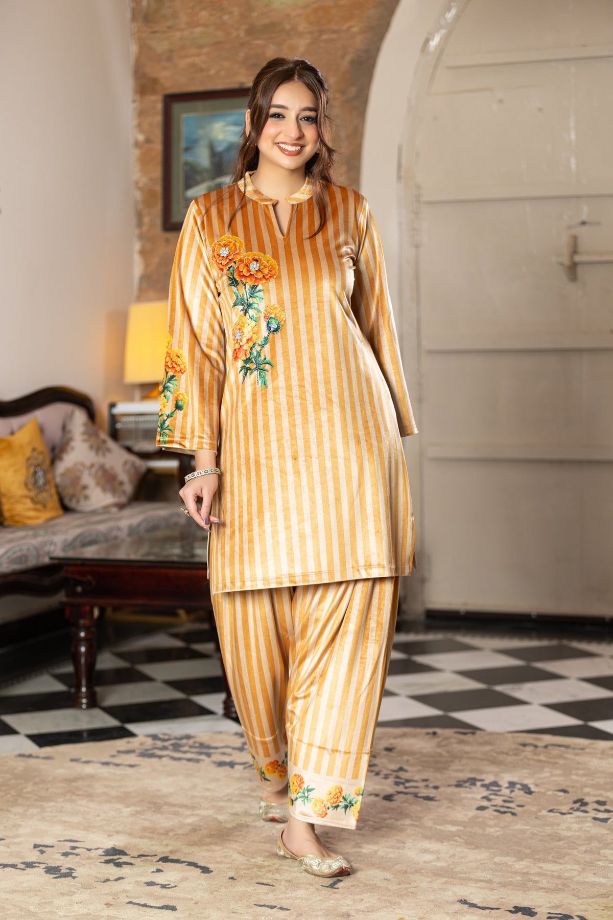 Mustard velvet co-ord set – Ogsan Design 88
