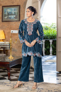 Teal Blue velvet co-ord set – Ogsan Design 90