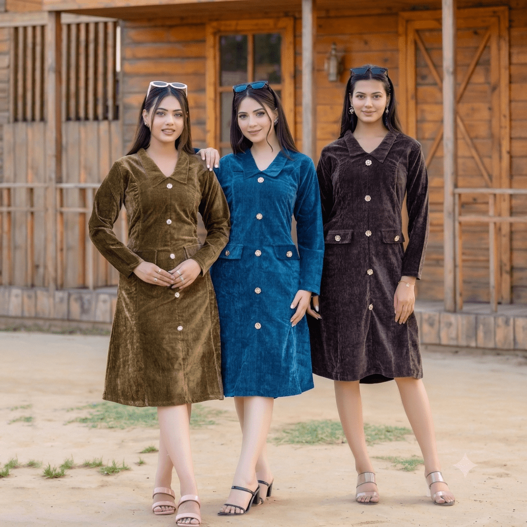 Ogsan Premium Velvet Button-Down Winter Tunic for Women - Ogsan Fashion