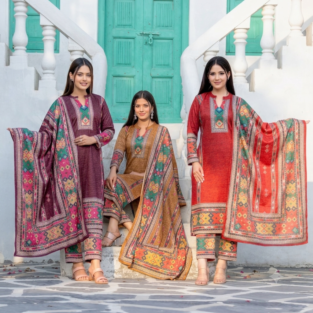 Pashmina Wool 3-Piece Winter Suit Set | Ogsan Fashion - Ogsan Fashion