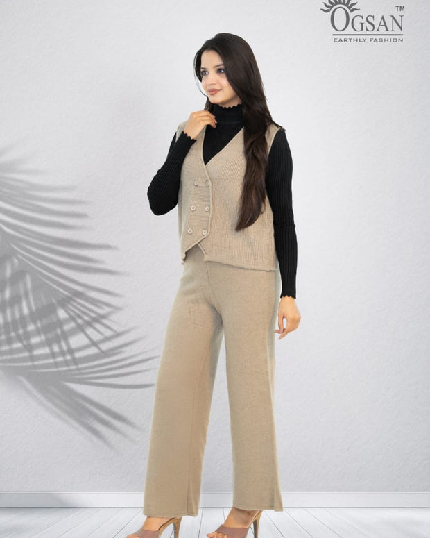 3-Piece Western Co-ord Set with Inner – Rust Brown