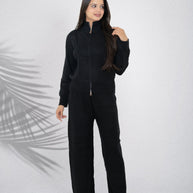 Black High-Neck Zipper Co-ord Set