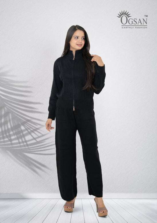 Black High-Neck Zipper Co-ord Set