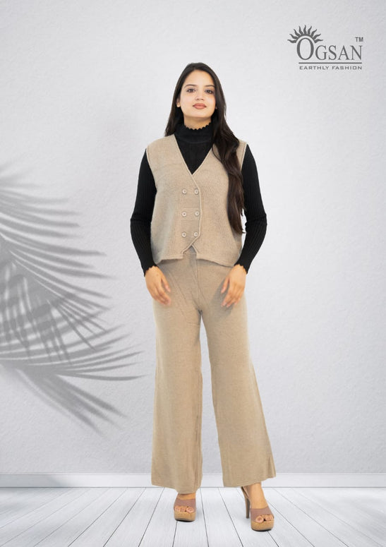 3-Piece Western Co-ord Set with Inner – Rust Brown