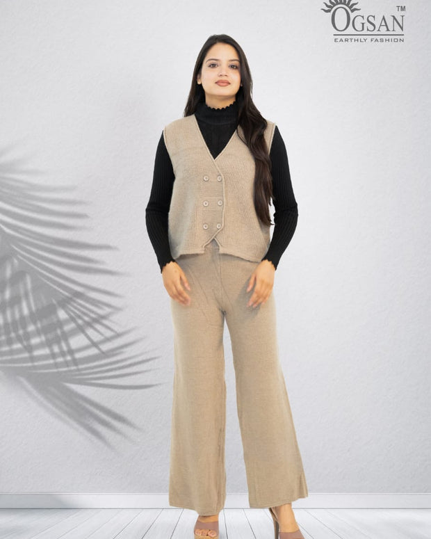 3-Piece Western Co-ord Set with Inner – Rust Brown